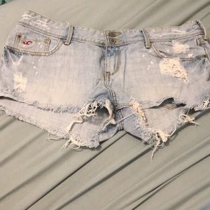Distressed jean shorts